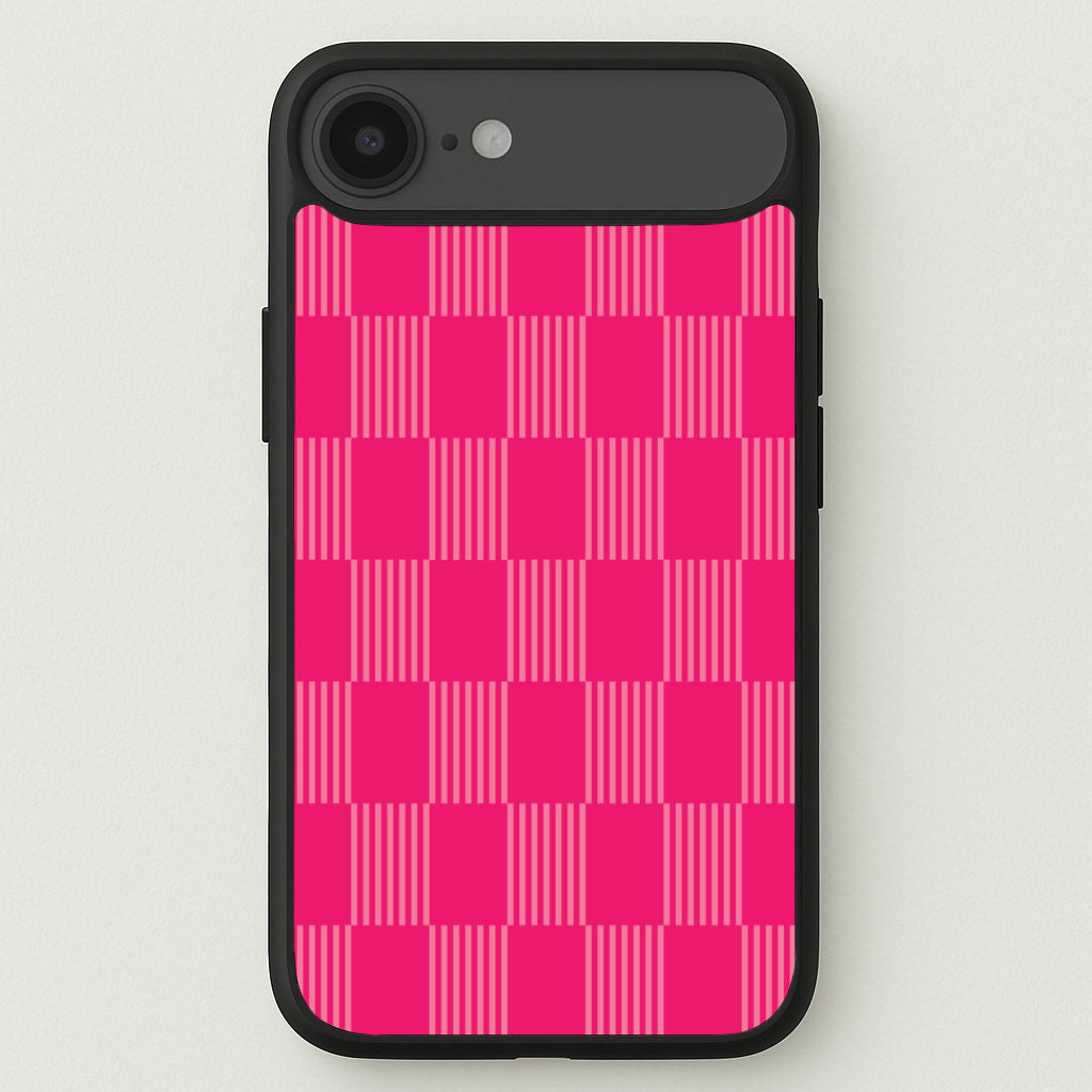 Neon Pink Checkered Abstract Pattern Phone Case for iPhone 17 Air
