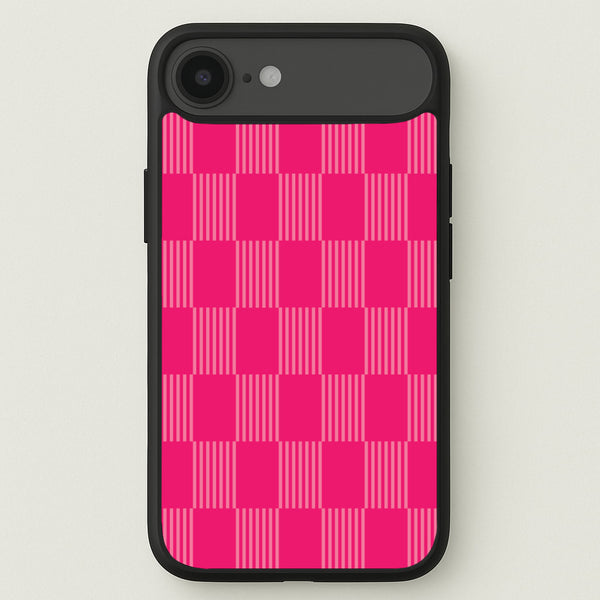 Neon Pink Checkered Abstract Pattern Phone Case for iPhone 17 Air