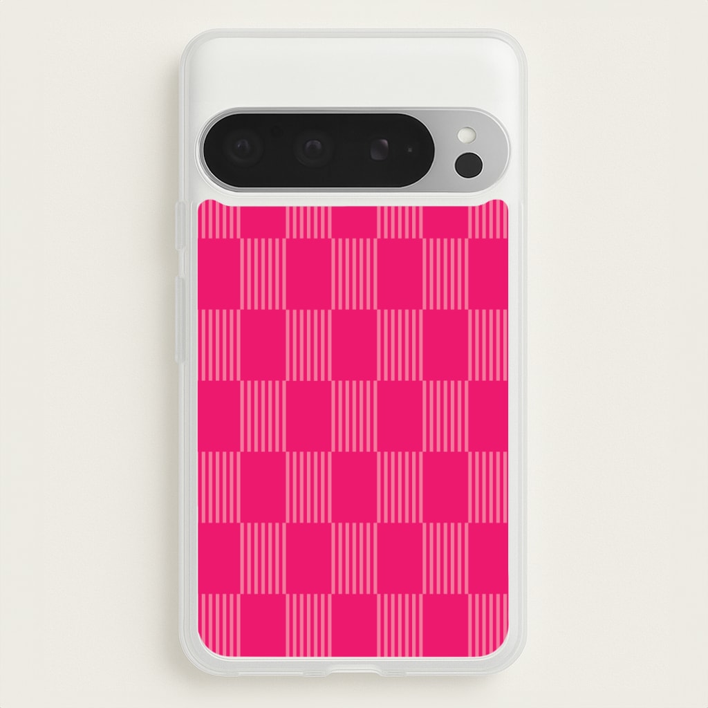 Neon Pink Checkered Abstract Pattern - Abstract Patterns Phone Case for Google Pixel 9 Pro XL
