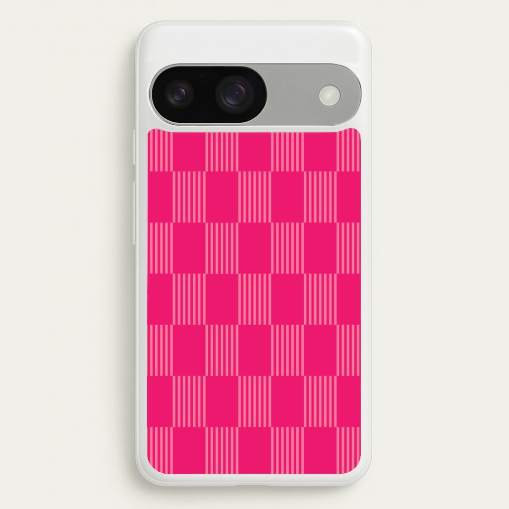 Neon Pink Checkered Abstract Pattern - Abstract Patterns Phone Case for Google Pixel 9 / 9 Pro