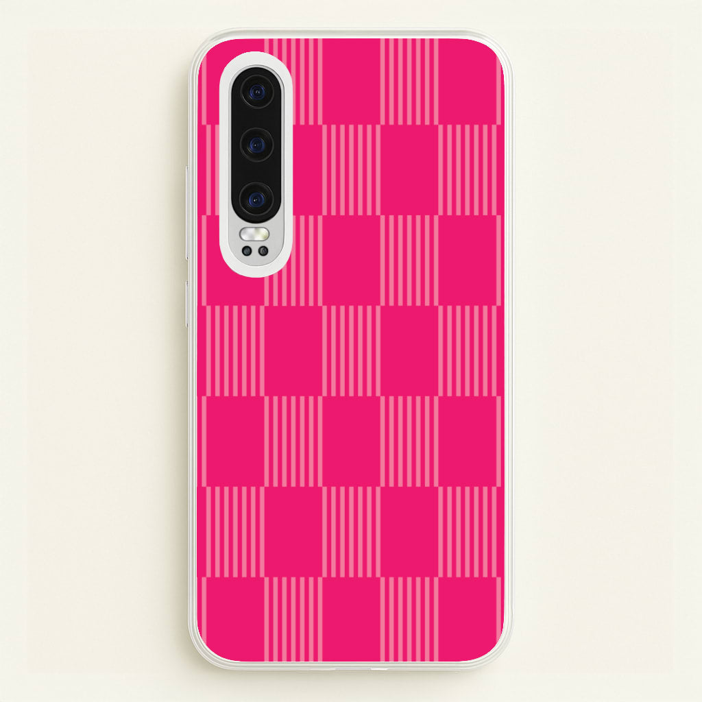 Neon Pink Checkered Abstract Pattern - Abstract Patterns Phone Case for Huawei P30