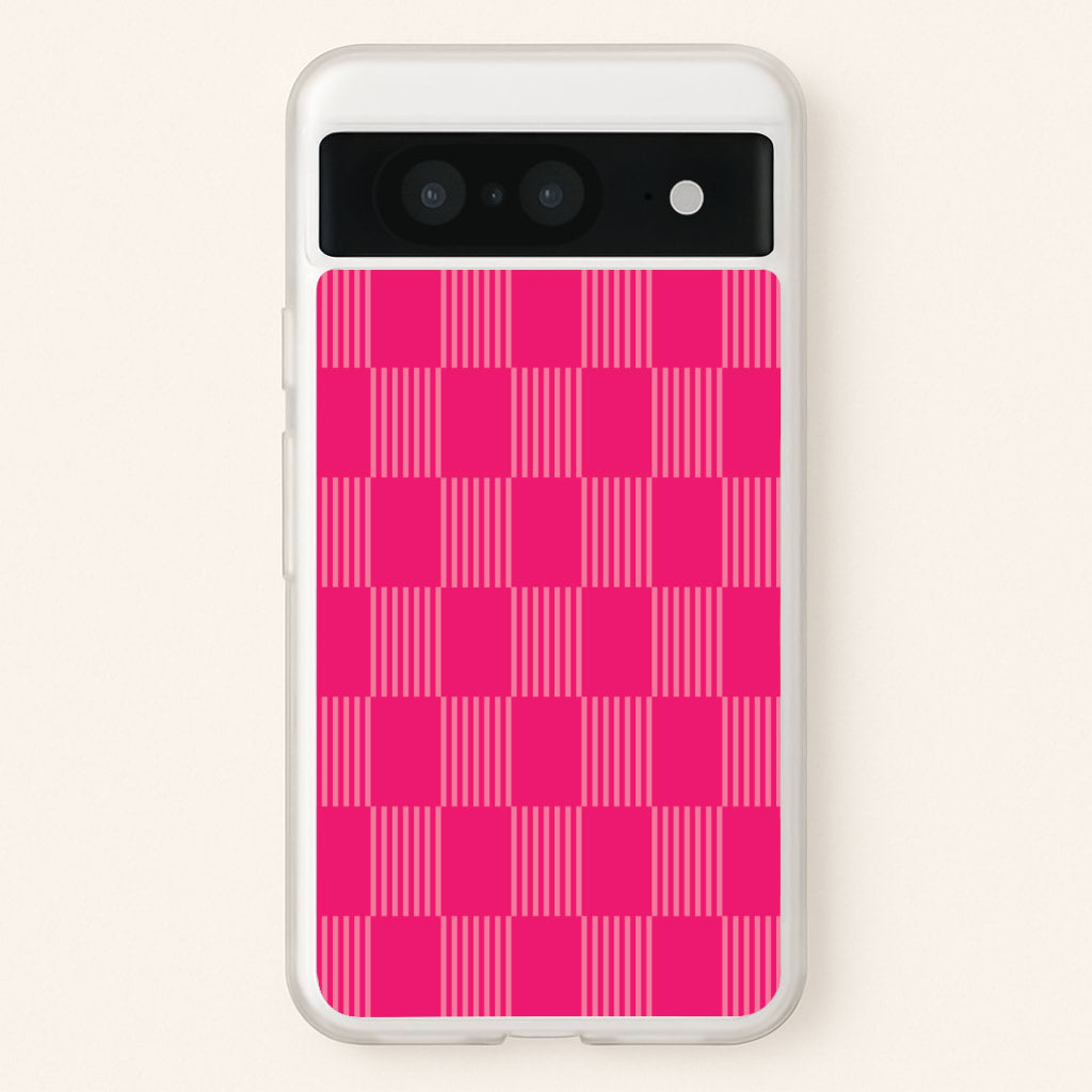 Neon Pink Checkered Abstract Pattern - Abstract Patterns Phone Case for Google Pixel 8
