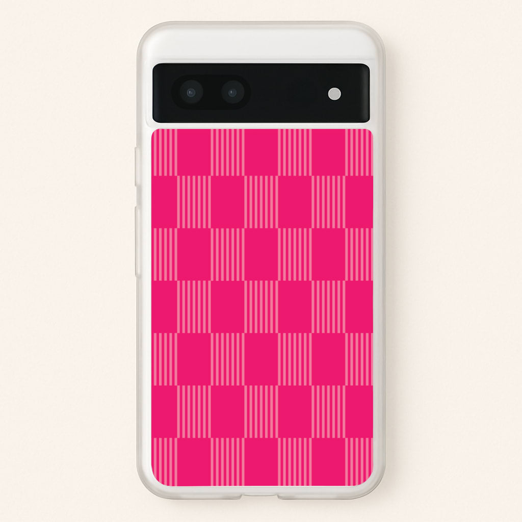 Neon Pink Checkered Abstract Pattern - Abstract Patterns Phone Case for Google Pixel 7a