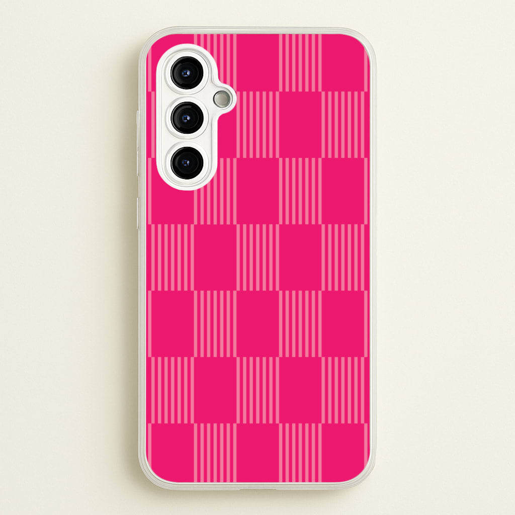 Neon Pink Checkered Abstract Pattern - Abstract Patterns Phone Case for Galaxy A54