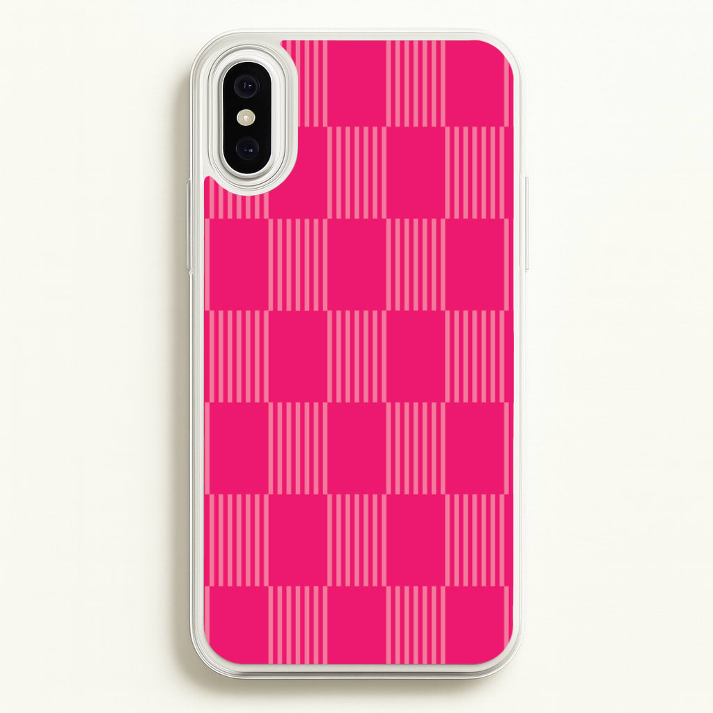 Neon Pink Checkered Abstract Pattern - Abstract Patterns Phone Case for iPhone XS Max