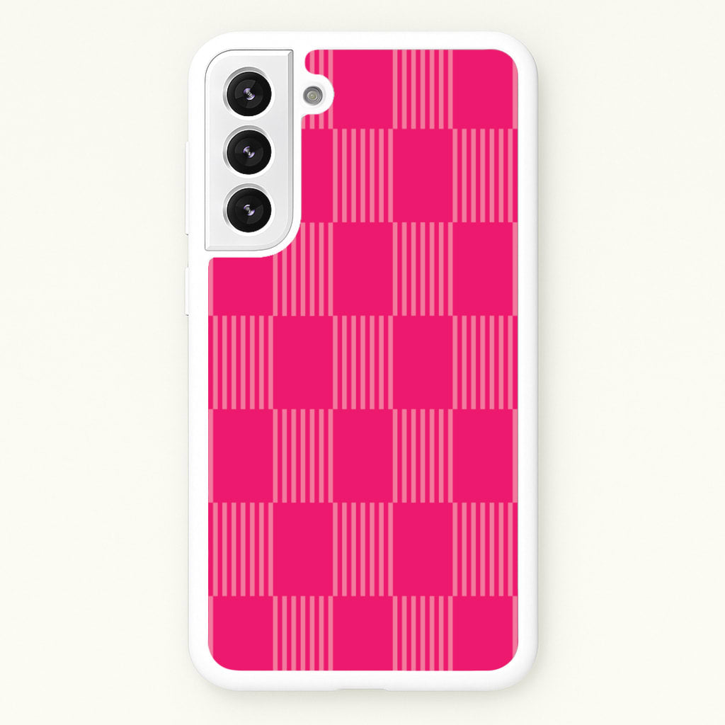 Neon Pink Checkered Abstract Pattern - Abstract Patterns Phone Case for Galaxy S22 Plus
