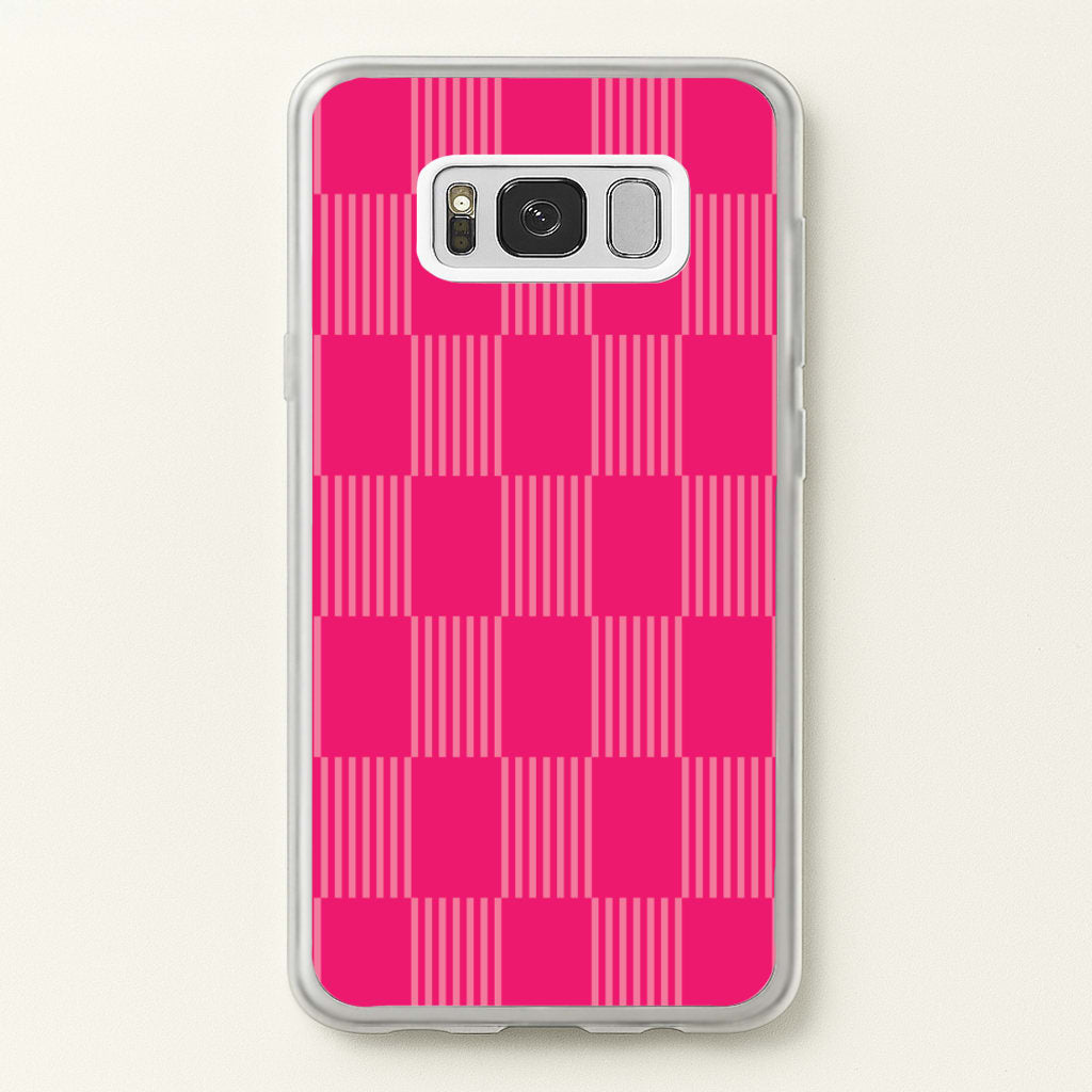 Neon Pink Checkered Abstract Pattern - Abstract Patterns Phone Case for Galaxy S8 Plus