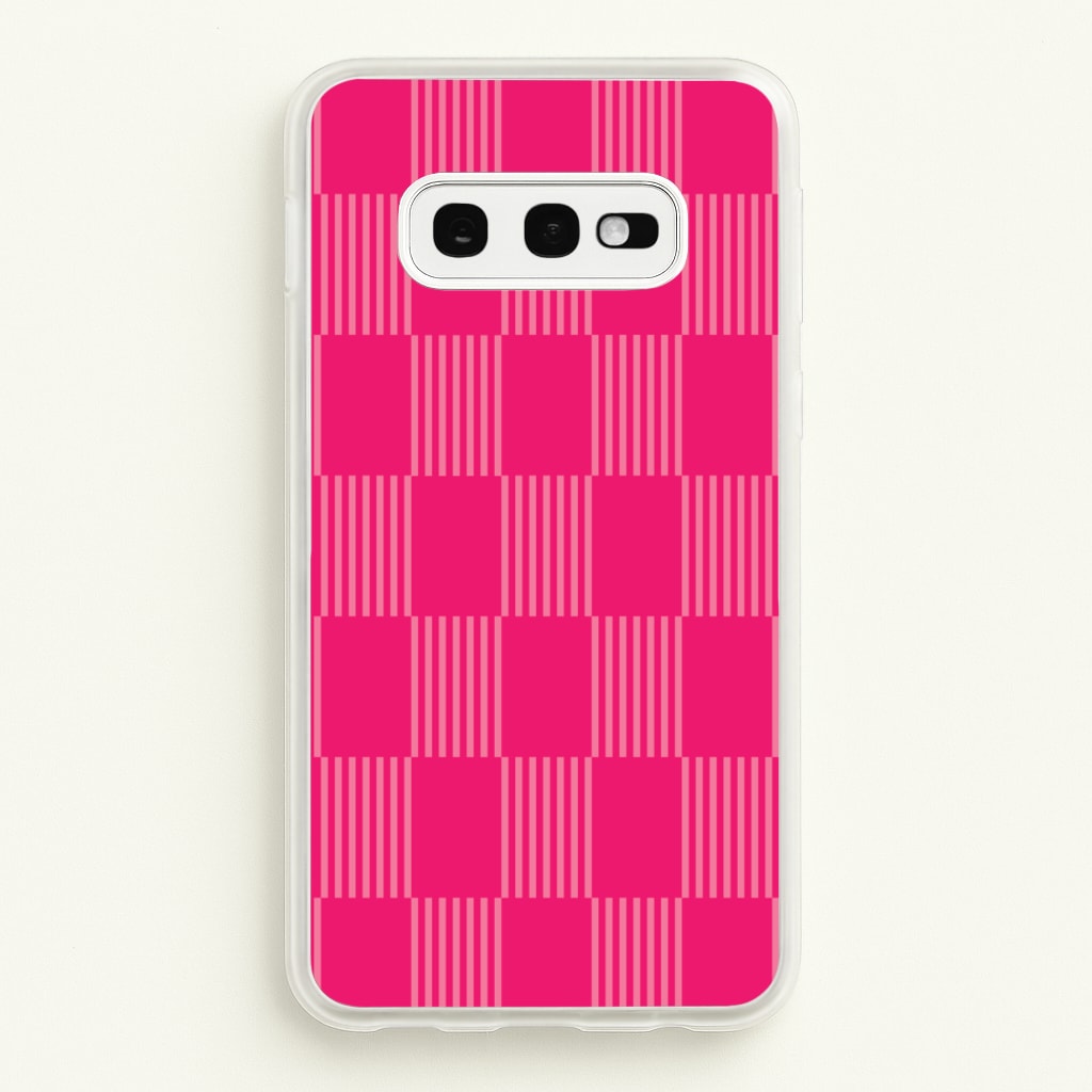 Neon Pink Checkered Abstract Pattern - Abstract Patterns Phone Case for Galaxy S10e
