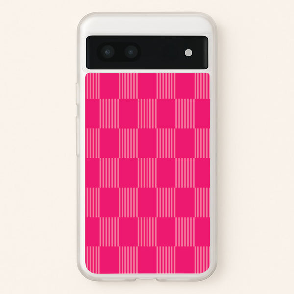 Neon Pink Checkered Abstract Pattern - Abstract Patterns Phone Case for Google Pixel 6a