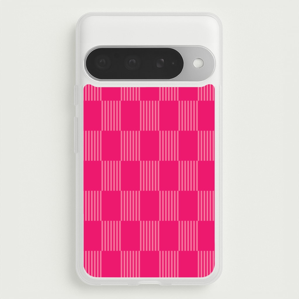 Neon Pink Checkered Abstract Pattern Phone Case for Google Pixel 10 Pro XL