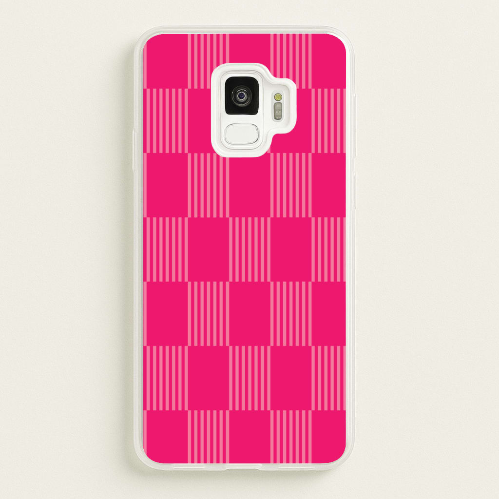 Neon Pink Checkered Abstract Pattern - Abstract Patterns Phone Case for Galaxy S9