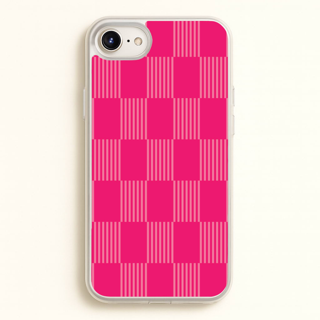 Neon Pink Checkered Abstract Pattern - Abstract Patterns Phone Case for iPhone 6 Plus / 7 Plus / 8 Plus