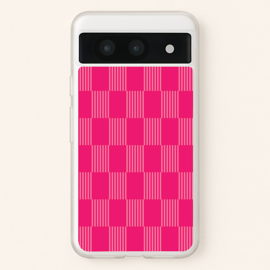 Neon Pink Checkered Abstract Pattern - Abstract Patterns Phone Case for Google Pixel 8a