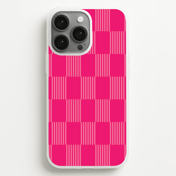 Neon Pink Checkered Abstract Pattern - Abstract Patterns Phone Case for iPhone 13 Pro Max