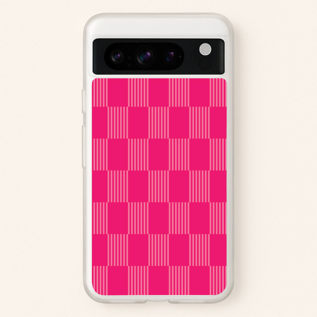 Neon Pink Checkered Abstract Pattern - Abstract Patterns Phone Case for Google Pixel 8 Pro