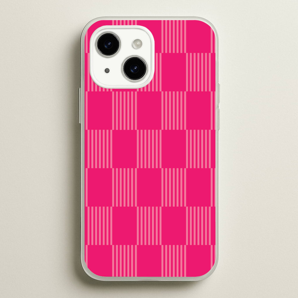 Neon Pink Checkered Abstract Pattern - Abstract Patterns Phone Case for iPhone 15