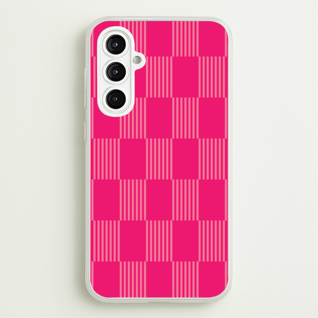 Neon Pink Checkered Abstract Pattern - Abstract Patterns Phone Case for Galaxy A16