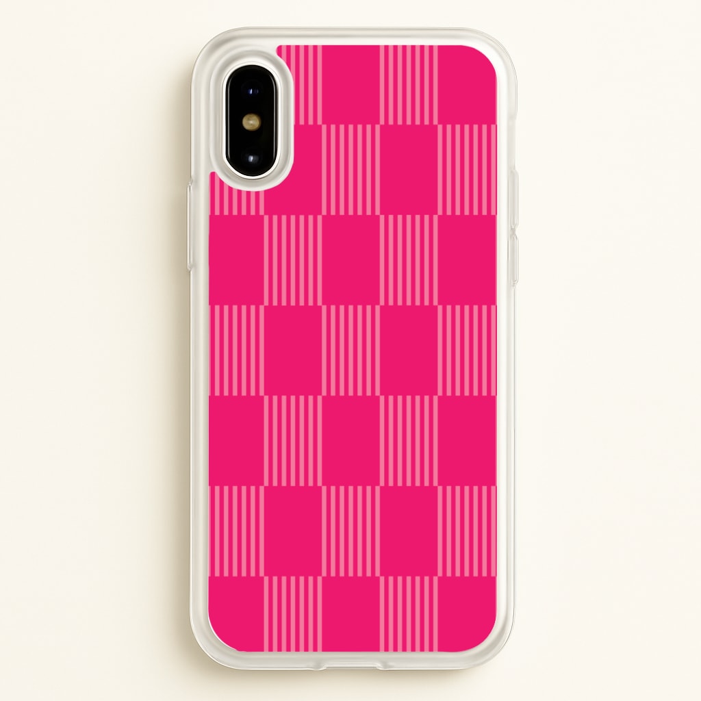 Neon Pink Checkered Abstract Pattern - Abstract Patterns Phone Case for iPhone X / XS