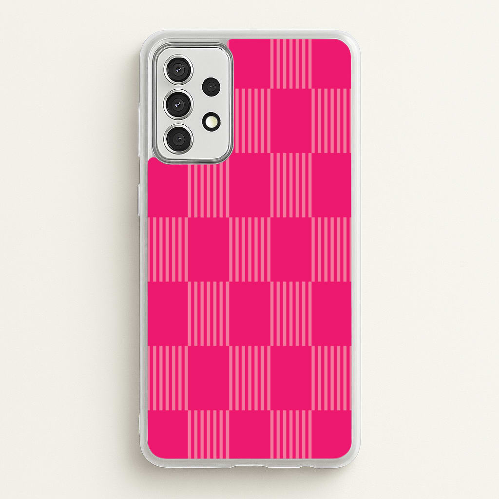 Neon Pink Checkered Abstract Pattern - Abstract Patterns Phone Case for Galaxy A52 / A52s