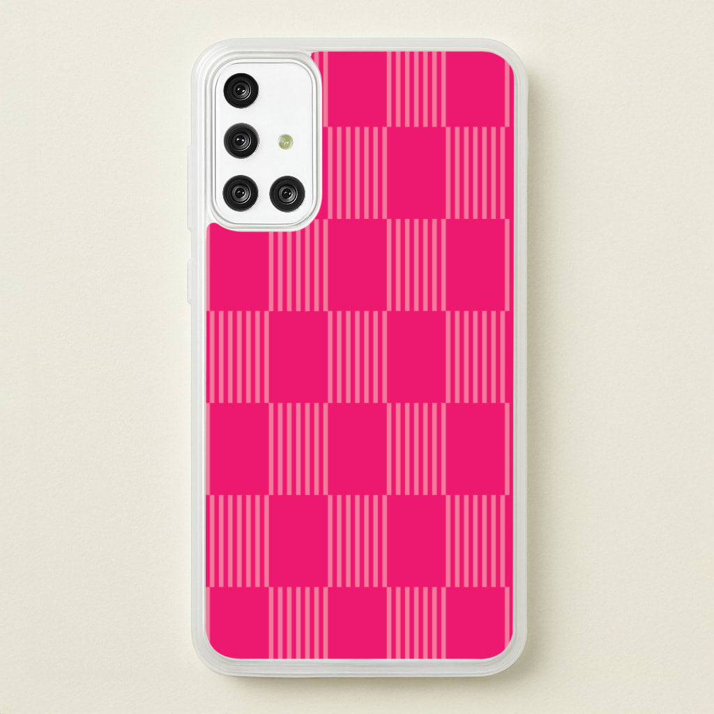 Neon Pink Checkered Abstract Pattern - Abstract Patterns Phone Case for Galaxy A71