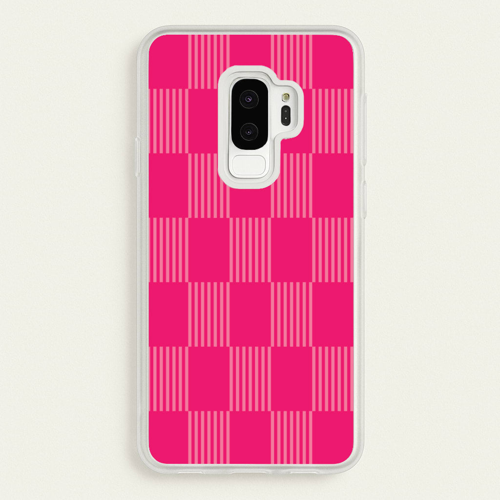 Neon Pink Checkered Abstract Pattern - Abstract Patterns Phone Case for Galaxy S9 Plus