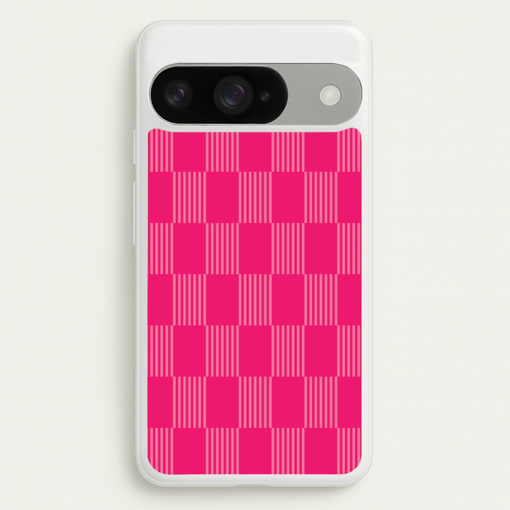 Neon Pink Checkered Abstract Pattern Phone Case for Google Pixel 10 / 10 Pro