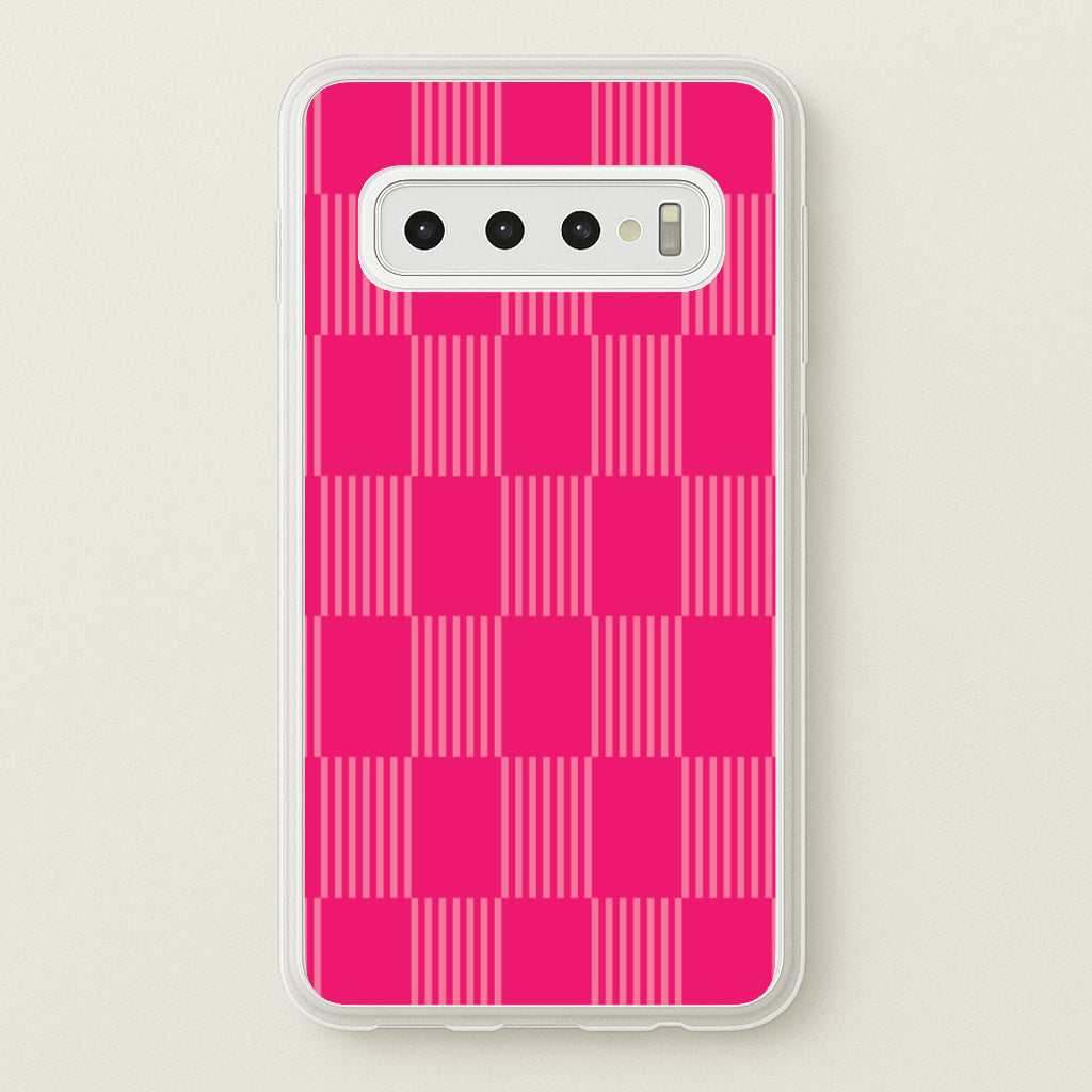 Neon Pink Checkered Abstract Pattern - Abstract Patterns Phone Case for Galaxy S10