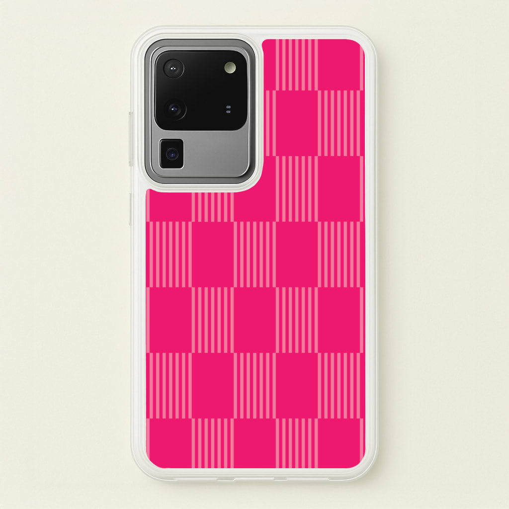 Neon Pink Checkered Abstract Pattern - Abstract Patterns Phone Case for Galaxy S20 Ultra