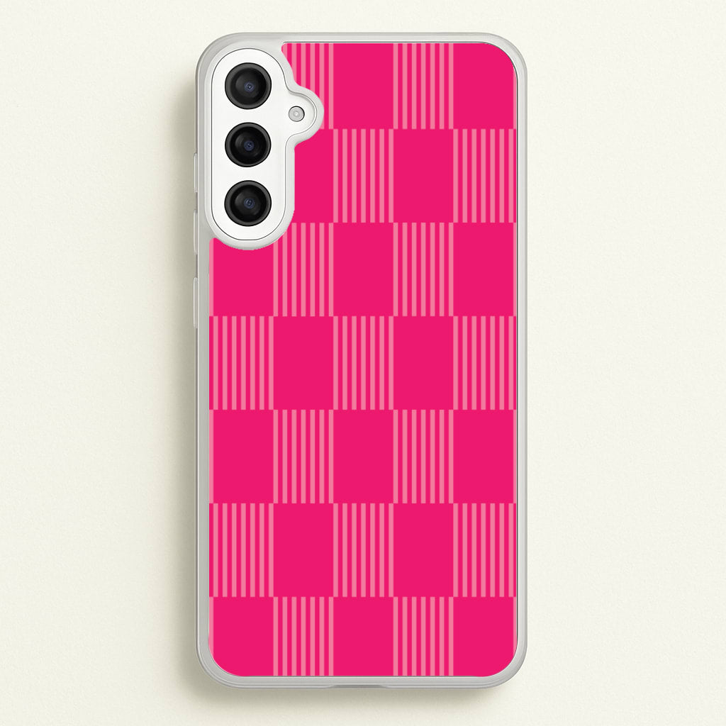 Neon Pink Checkered Abstract Pattern - Abstract Patterns Phone Case for Galaxy A36