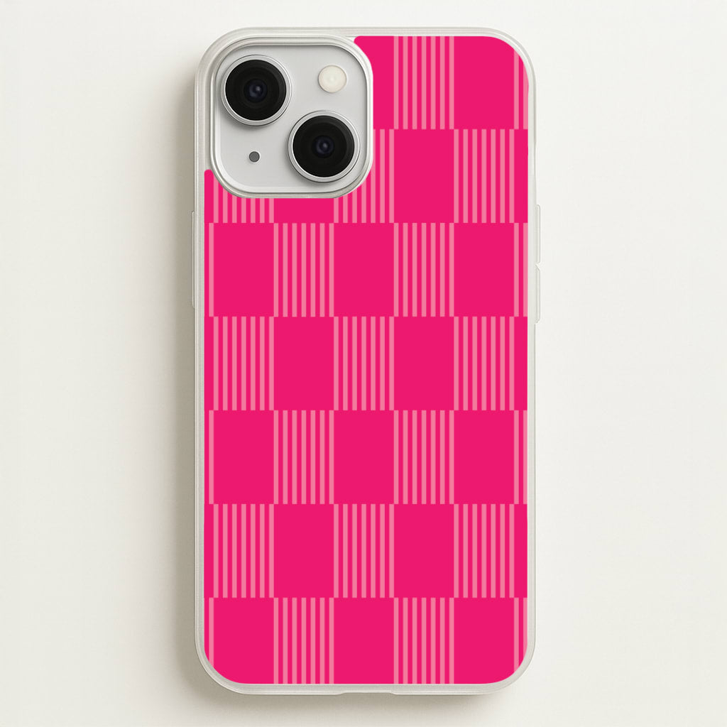 Neon Pink Checkered Abstract Pattern - Abstract Patterns Phone Case for iPhone 13 Mini