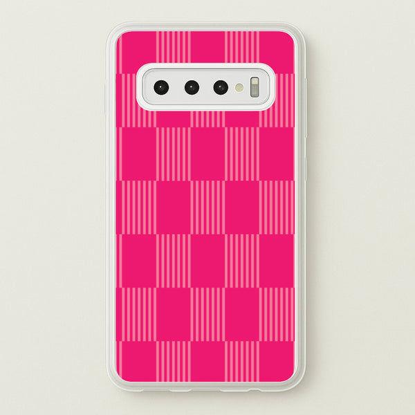 Neon Pink Checkered Abstract Pattern - Abstract Patterns Phone Case for Galaxy S10 Plus