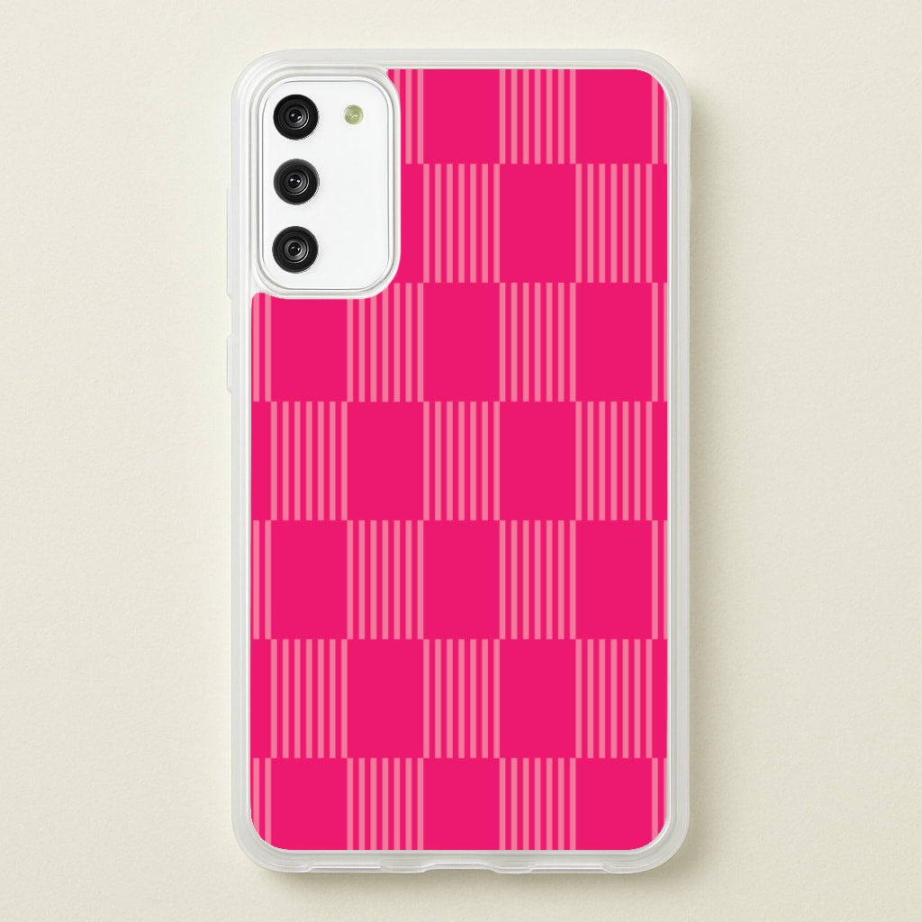 Neon Pink Checkered Abstract Pattern - Abstract Patterns Phone Case for Galaxy S20