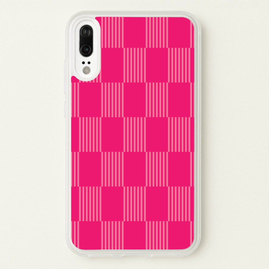 Neon Pink Checkered Abstract Pattern - Abstract Patterns Phone Case for Huawei P20