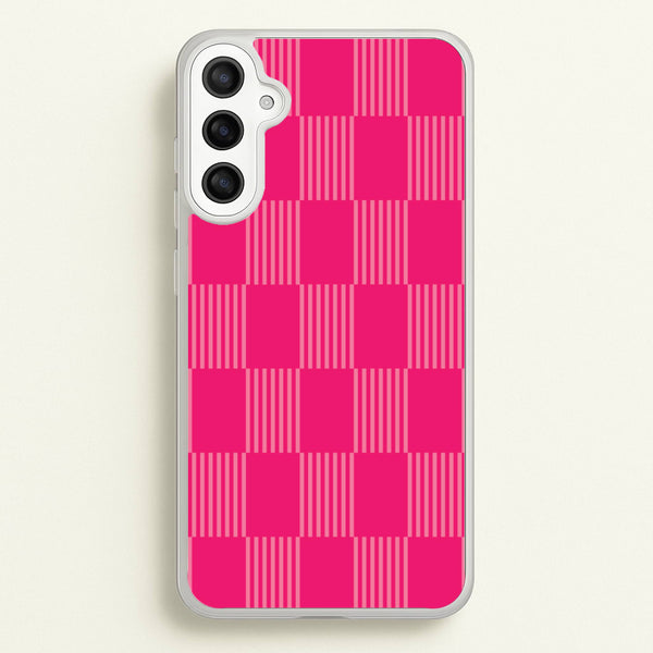 Neon Pink Checkered Abstract Pattern - Abstract Patterns Phone Case for Galaxy A34