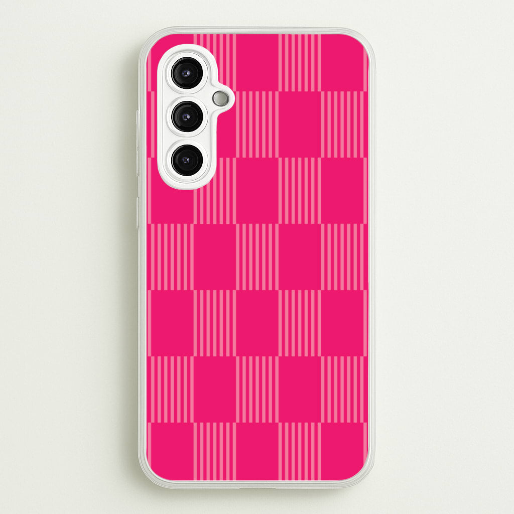 Neon Pink Checkered Abstract Pattern - Abstract Patterns Phone Case for Galaxy A14