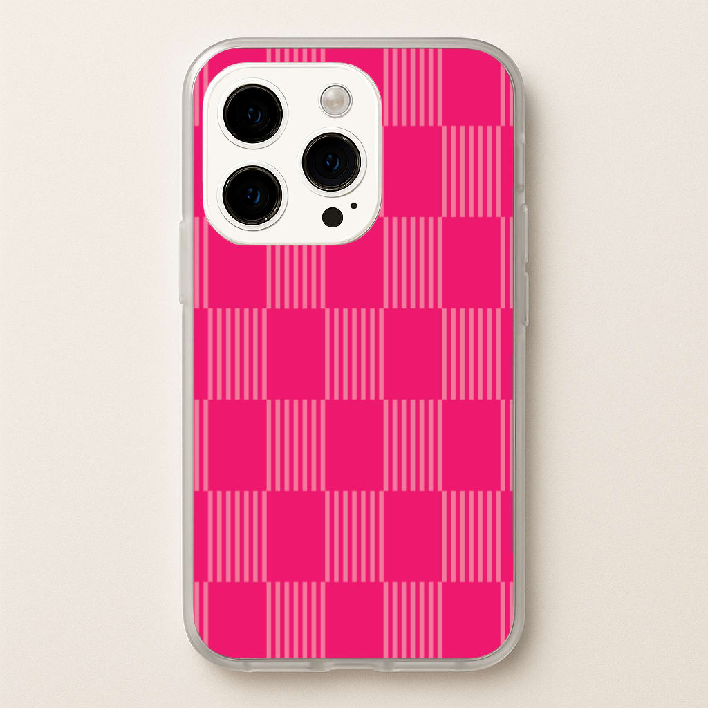 Neon Pink Checkered Abstract Pattern - Abstract Patterns Phone Case for iPhone 15 Pro Max