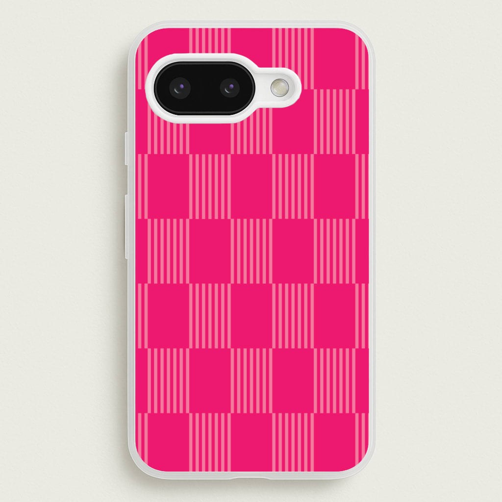 Neon Pink Checkered Abstract Pattern - Abstract Patterns Phone Case for Google Pixel 9a