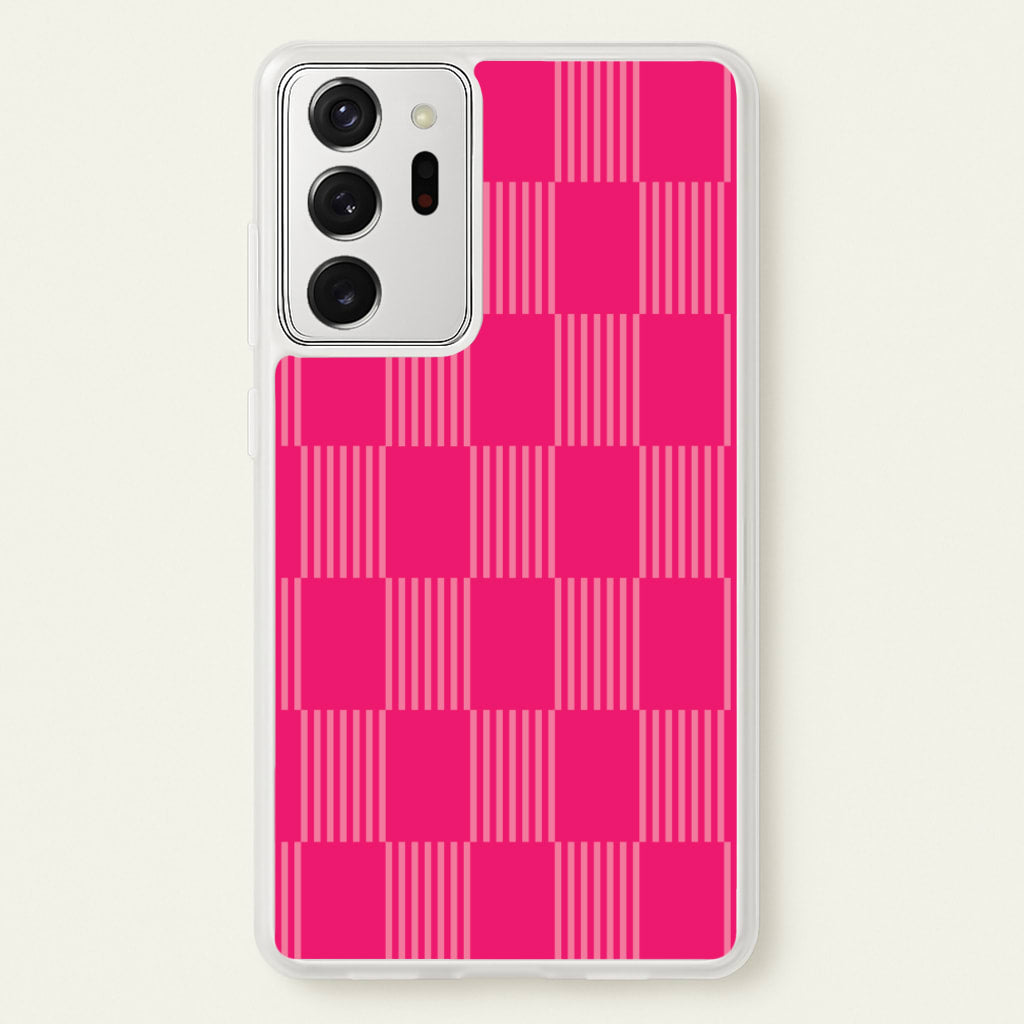 Neon Pink Checkered Abstract Pattern - Abstract Patterns Phone Case for Galaxy Note 20 Ultra