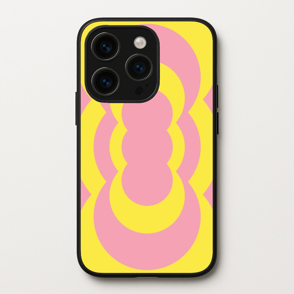 Yellow And Pink Curves Abstract Pattern - Abstract Patterns Phone Case for iPhone 15 Pro
