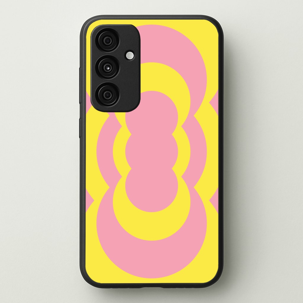 Yellow And Pink Curves Abstract Pattern - Abstract Patterns Phone Case for Galaxy A35