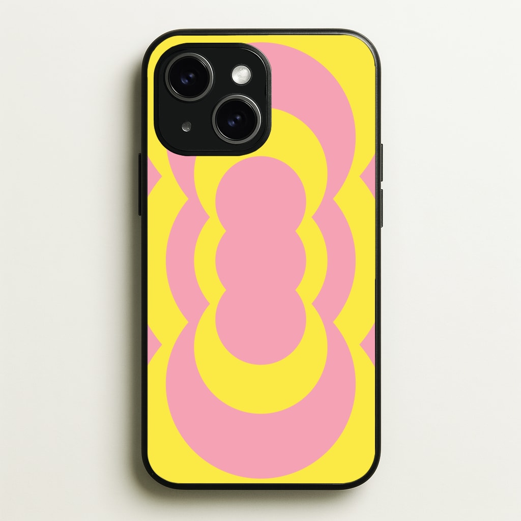 Yellow And Pink Curves Abstract Pattern - Abstract Patterns Phone Case for iPhone 15