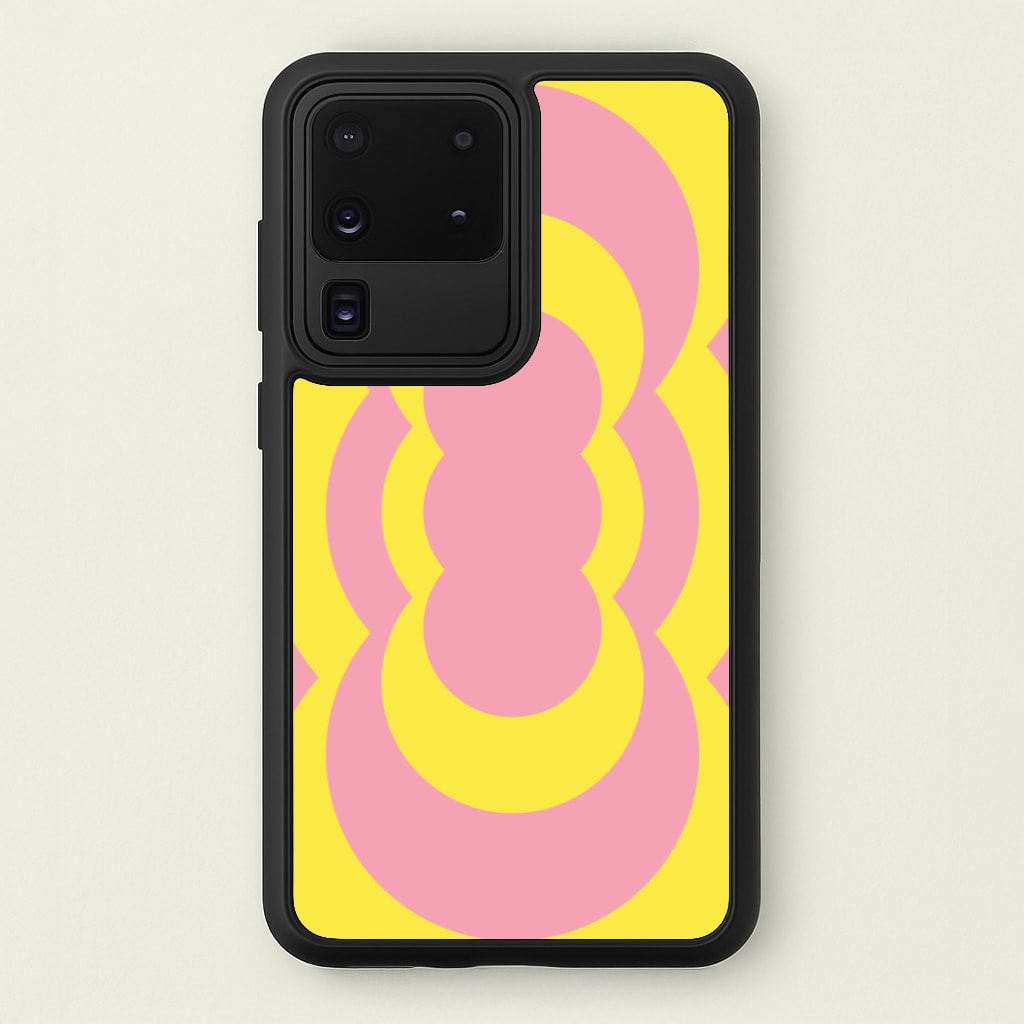 Yellow And Pink Curves Abstract Pattern - Abstract Patterns Phone Case for Galaxy S20 Ultra