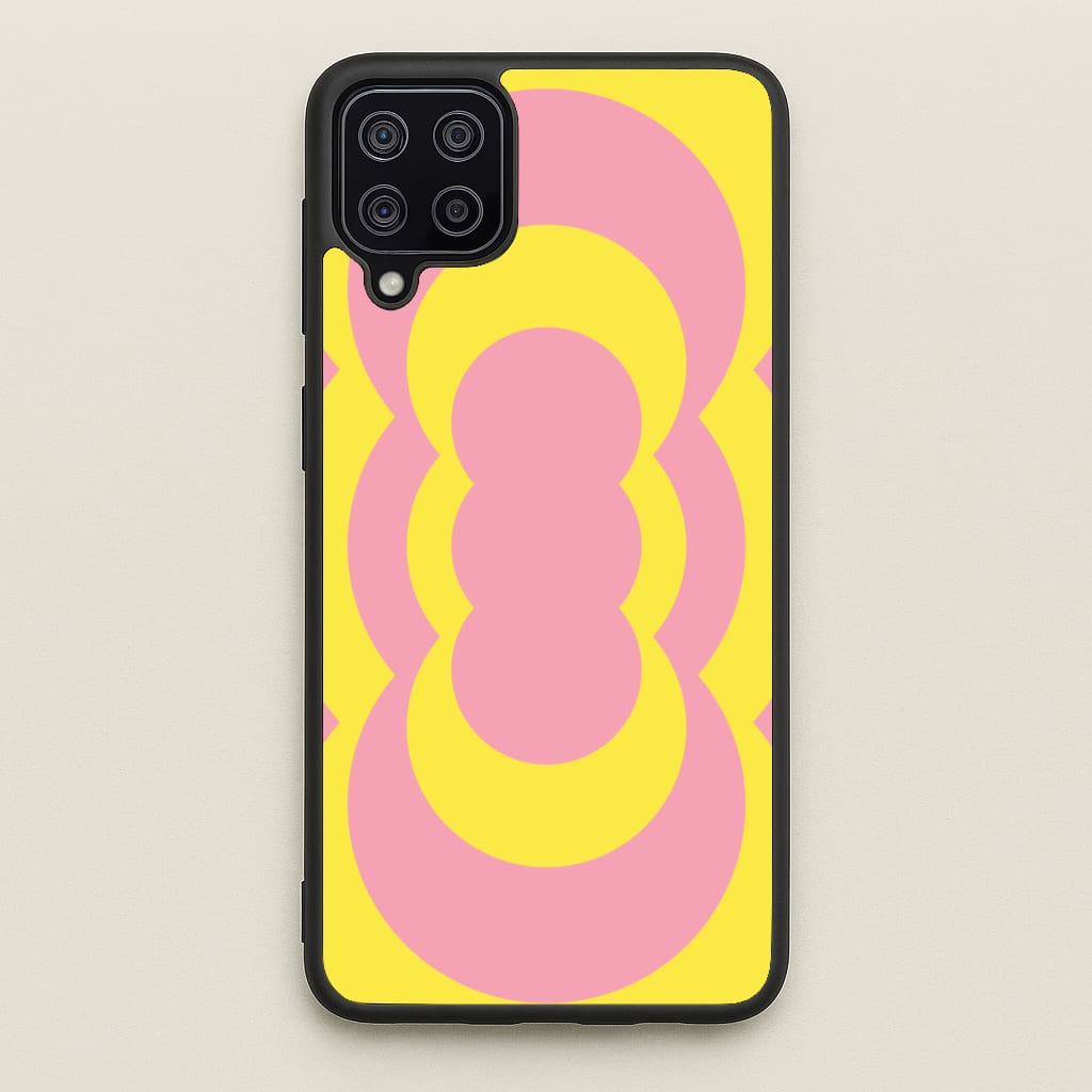 Yellow And Pink Curves Abstract Pattern - Abstract Patterns Phone Case for Galaxy A12