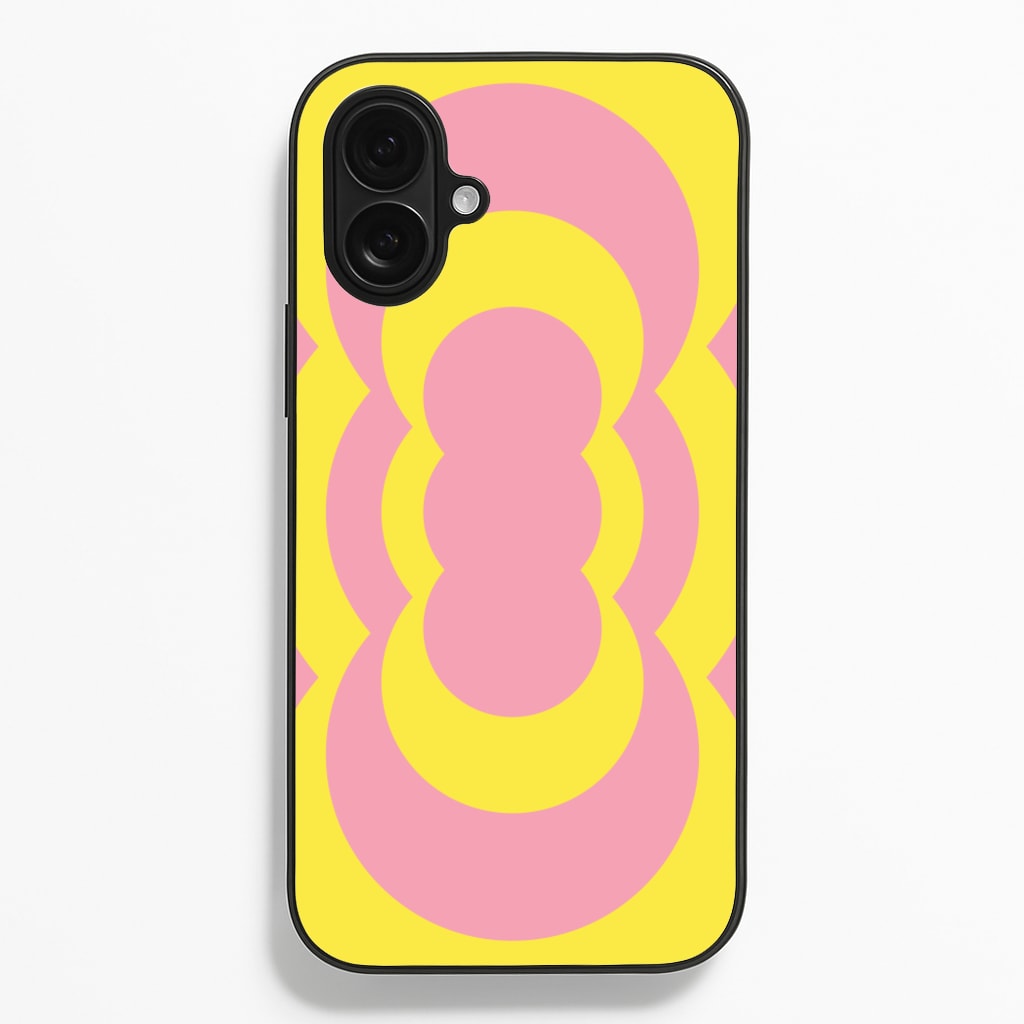 Yellow And Pink Curves Abstract Pattern - Abstract Patterns Phone Case for iPhone 16 Plus