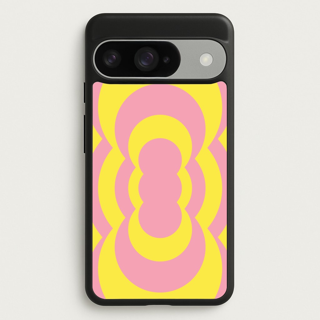 Yellow And Pink Curves Abstract Pattern Phone Case for Google Pixel 10 / 10 Pro