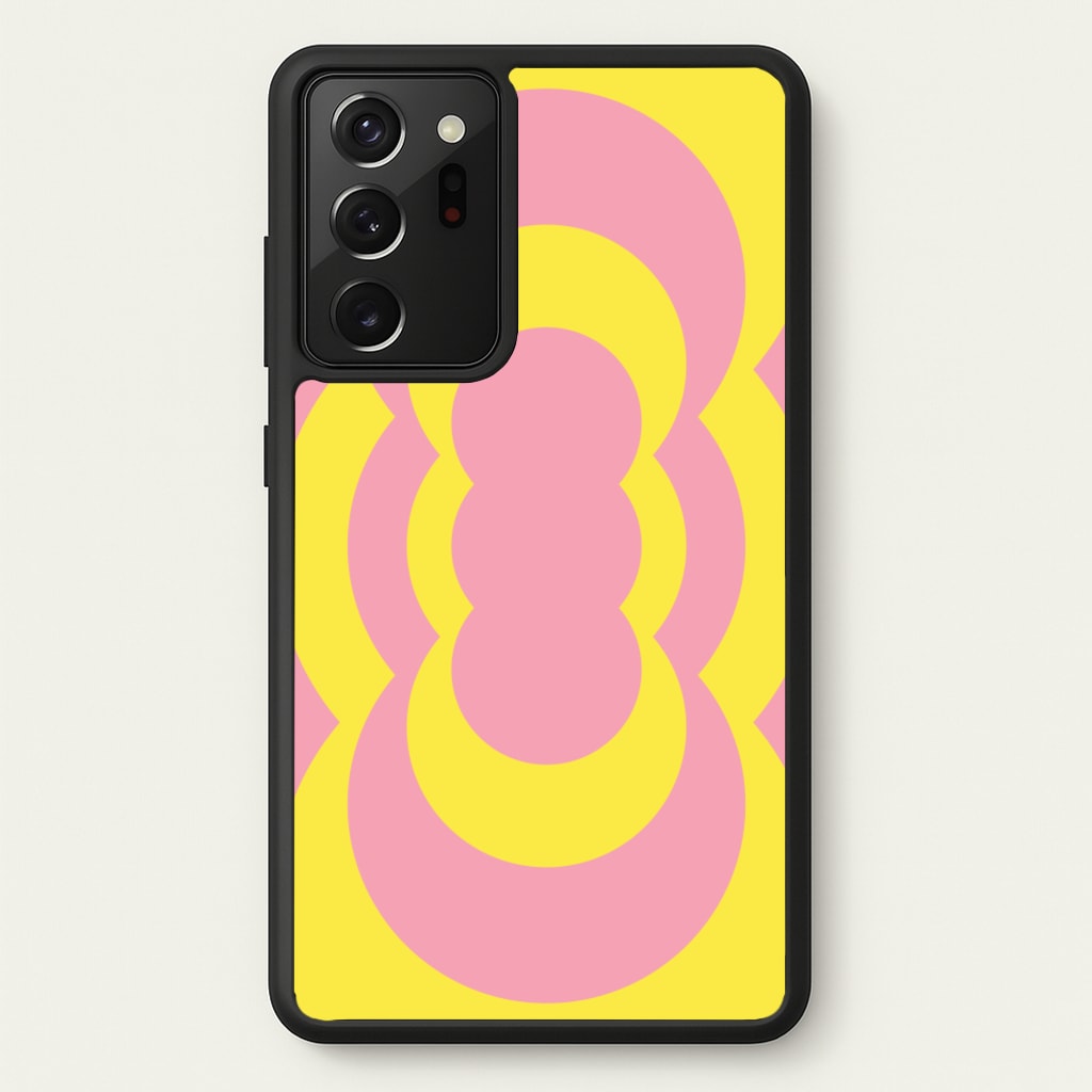 Yellow And Pink Curves Abstract Pattern - Abstract Patterns Phone Case for Galaxy Note 20 Ultra
