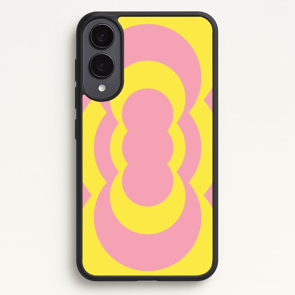 Yellow And Pink Curves Abstract Pattern - Abstract Patterns Phone Case for Galaxy S25 Edge