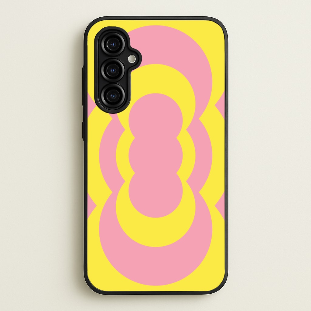 Yellow And Pink Curves Abstract Pattern - Abstract Patterns Phone Case for Galaxy A54