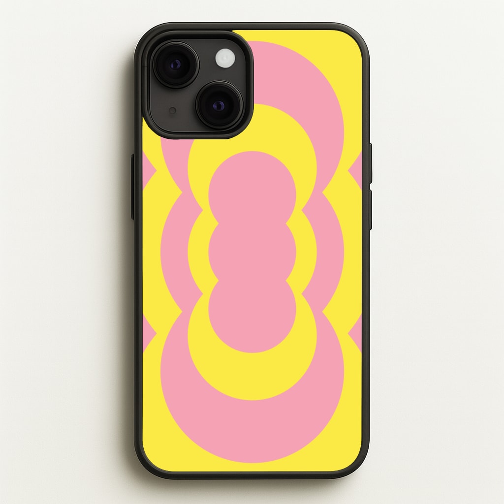 Yellow And Pink Curves Abstract Pattern - Abstract Patterns Phone Case for iPhone 13 Mini
