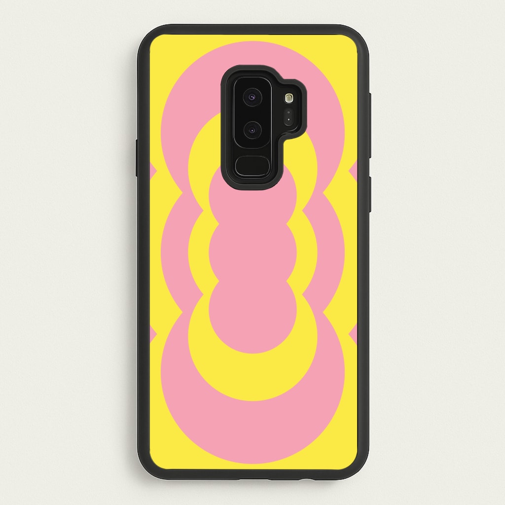 Yellow And Pink Curves Abstract Pattern - Abstract Patterns Phone Case for Galaxy S9 Plus